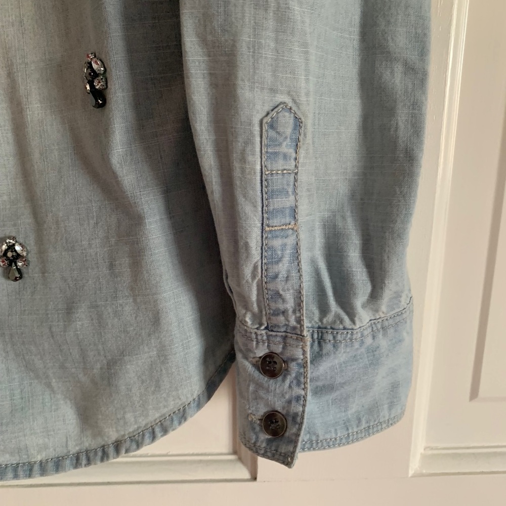 Halogen Denim Button Down Rhinestone Embellishment - image 6